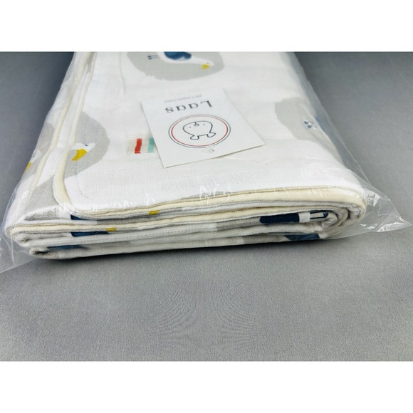 Laas 100%‎ Organic Cotton Muslin Blanket Seagulls NEW 120cm NIP - Picture 7 of 8